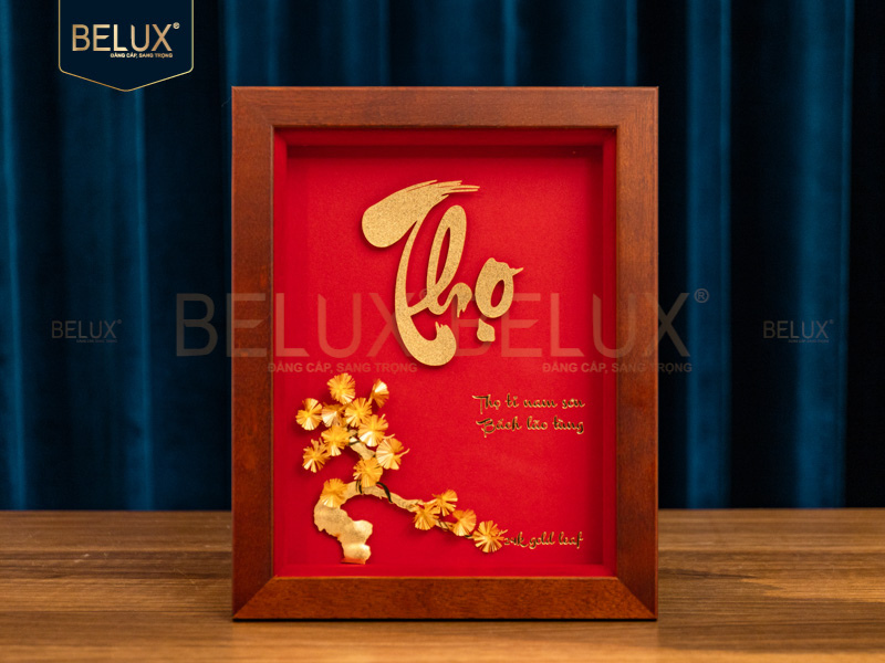 Tranh Chữ Thọ Dát Vàng 24k 25x20cm